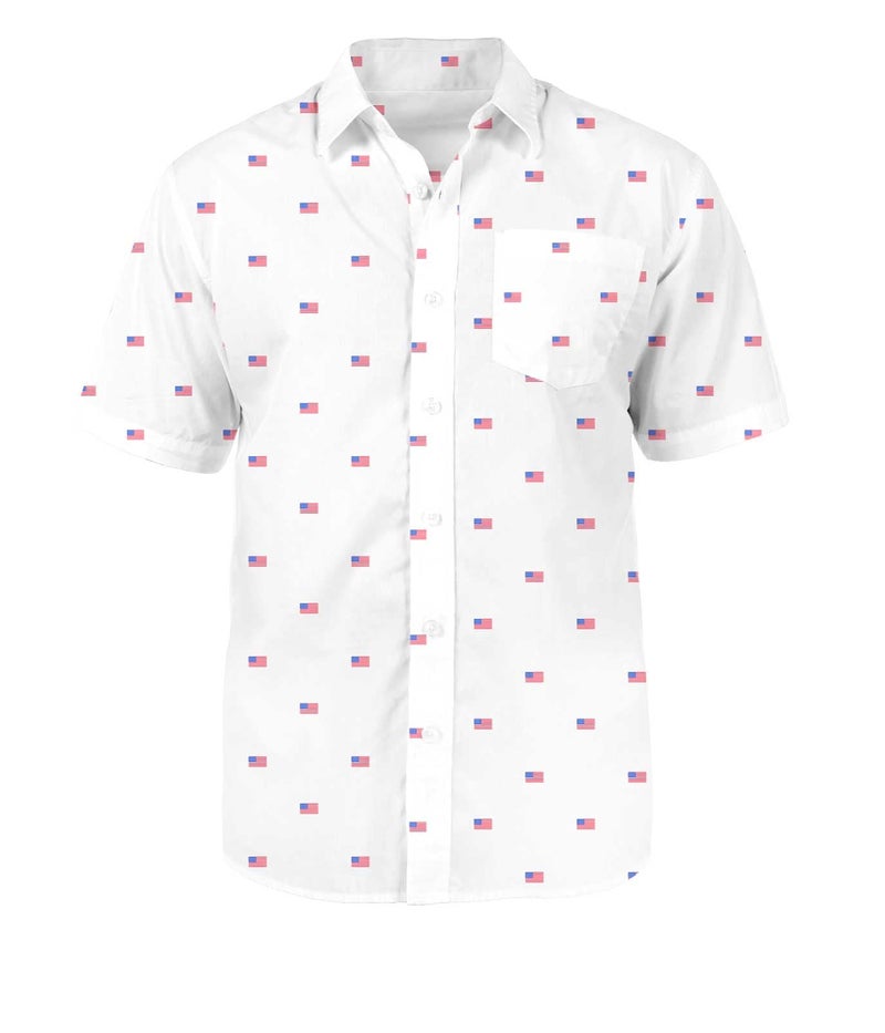 Tipsy Elves White Grand Ol' Flag Patriotic Button Down Shirt for Men Size XX-Large - Image 1